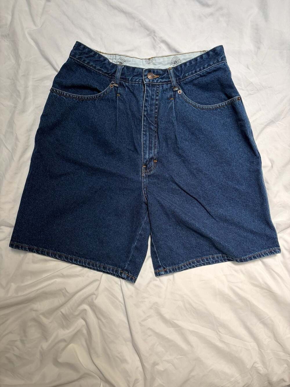 Vintage Brittania High Waisted Pleated Denim Shorts
